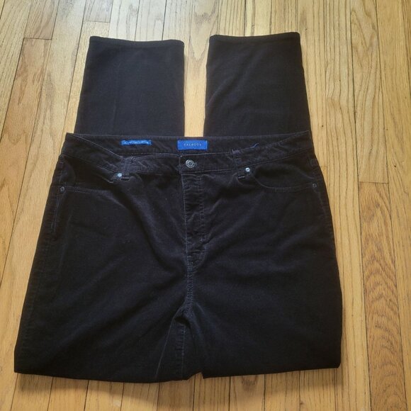 Talbots Pants - Talbots Womens 16 High-Waist Straight-Leg Black Corduroy Pants